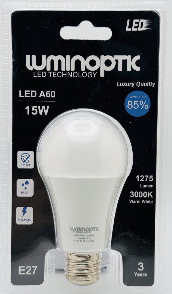 Bombillo 15W/A60/3000K Blister