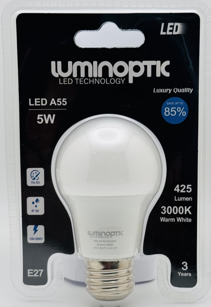 Bombillo 5W/A55/3000K Blister