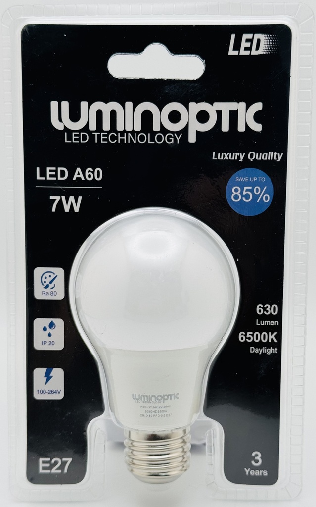 Bombillo 7W/A60/6500K Blister