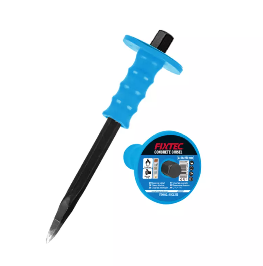 Cincel de Punta 5/8" x 10" Acero de Carbon, Con Mango