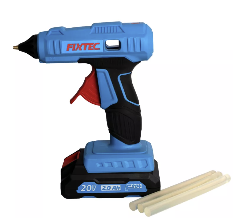 Kit Pistola de Pega 20V, 180c, Con 1 bateria 1500mAH y cargador rapido Incl 3 barras de pega 12mm x 150mm,