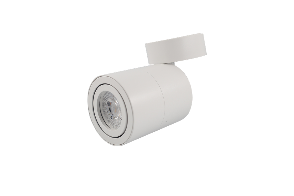 Ojo de Buey Superficie, Cilindrico, Ajustable, MR16/GU10, Blanco 3000K Constr Aluminio, Bombillo Incl