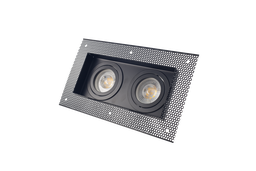 [10393] Ojo de Buey Doble, Rimless (escondido en plafon),Rectangular, Ajustable, MR16/GU10, Negro, 3000K Constr Aluminio, Bombillo Incl